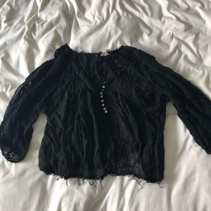 Free People Sheer Black Blouse